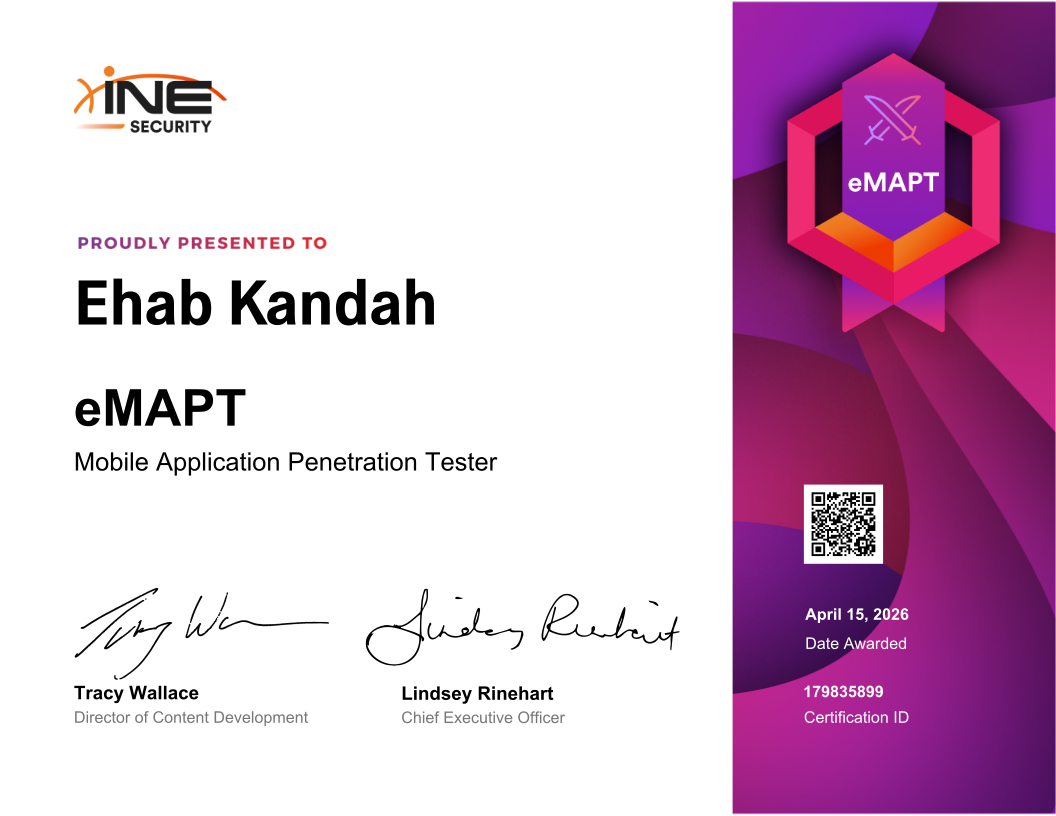 Ehab Kandah — eMAPT (Mobile Application Penetration Tester)