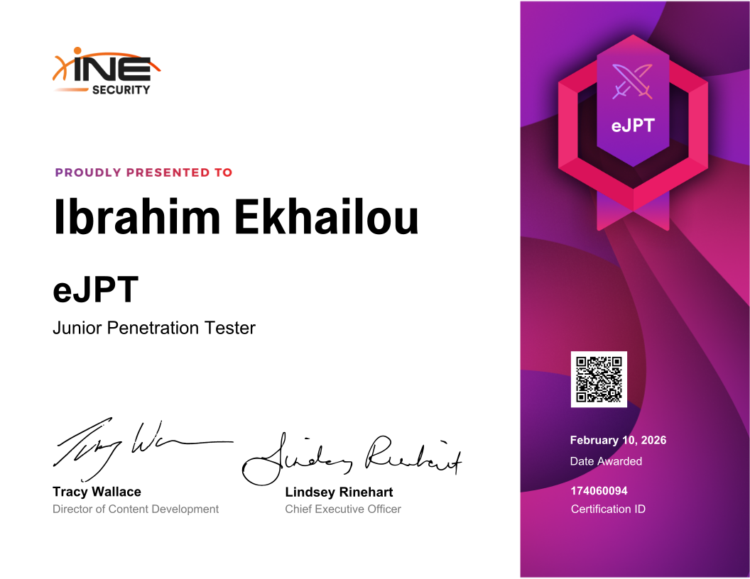 Ibrahim Ekhailou — eJPT (Junior Penetration Tester)