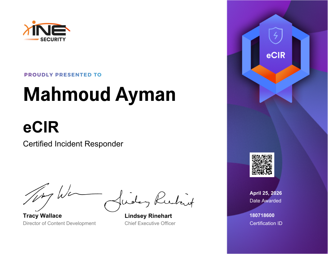 Mahmoud Ayman — eCIR (Certified Incident Responder)