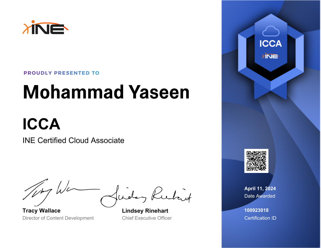 Mohammad Yaseen — ICCA (INE Certified Cloud Associate)