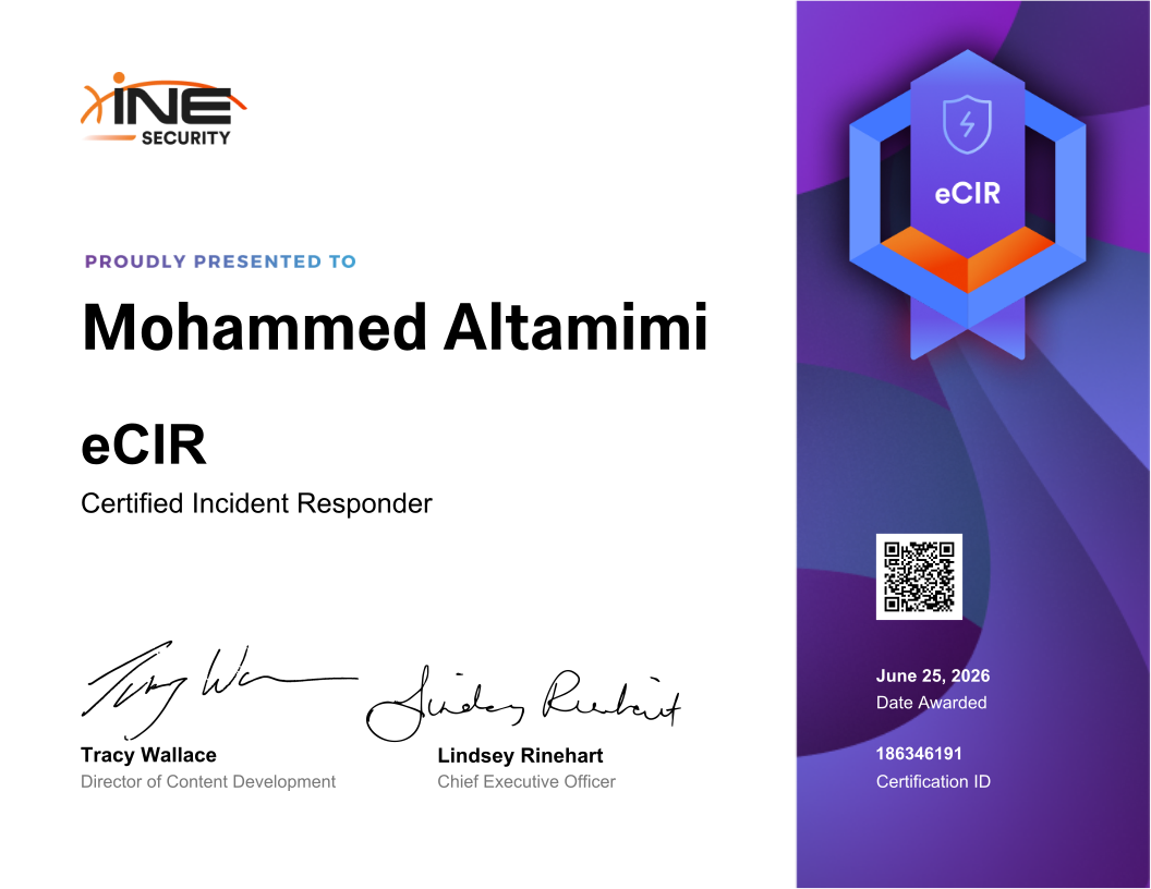 Mohammed Altamimi — eCIR (Certified Incident Responder)