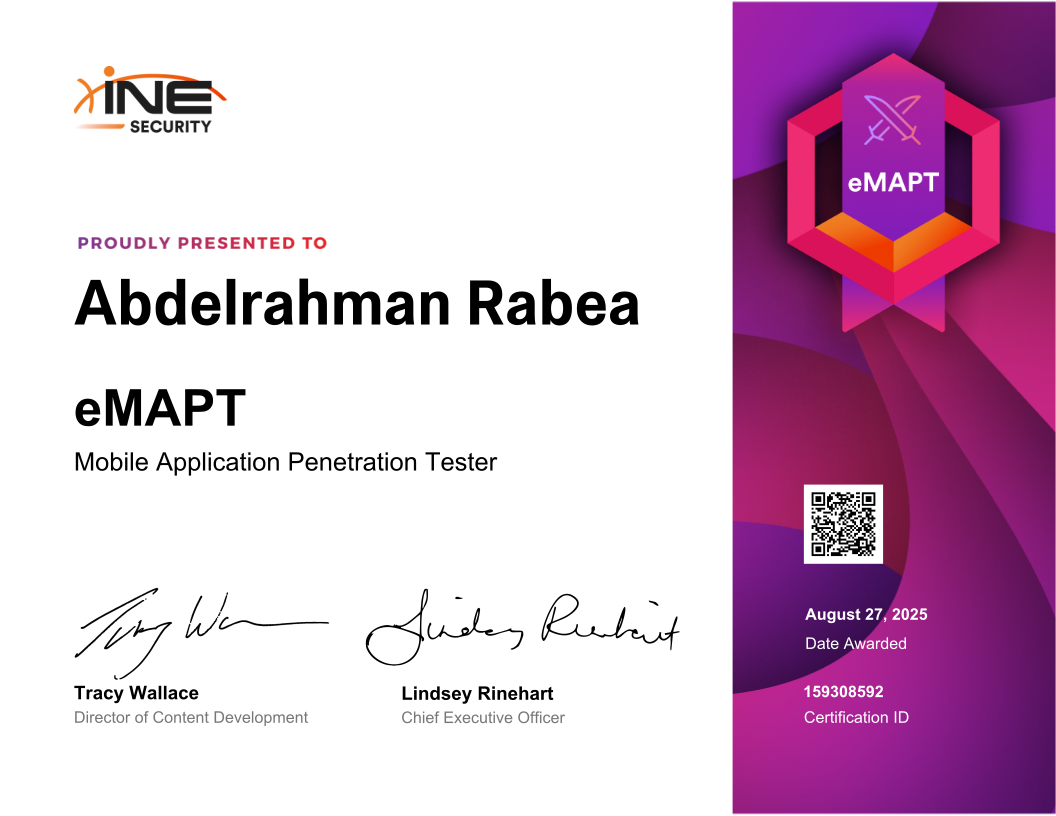 Abdelrahman Rabea — eMAPT (Mobile Application Penetration Tester)