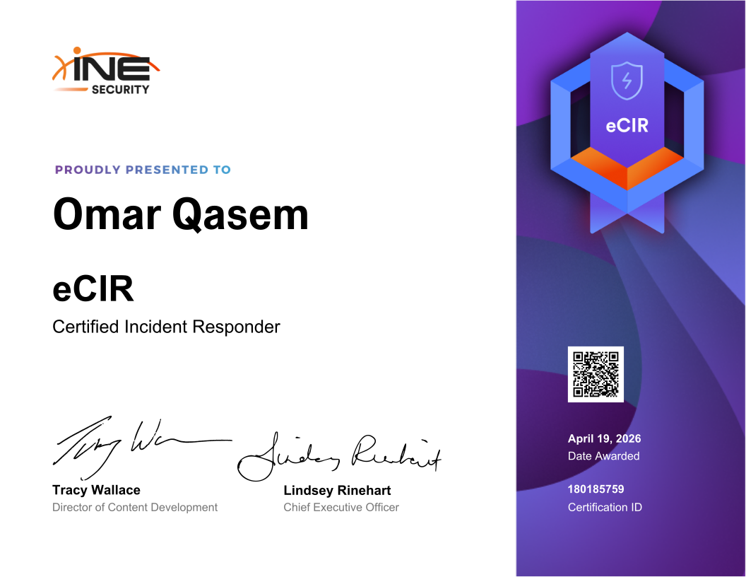 Omar Qasem — eCIR (Certified Incident Responder)