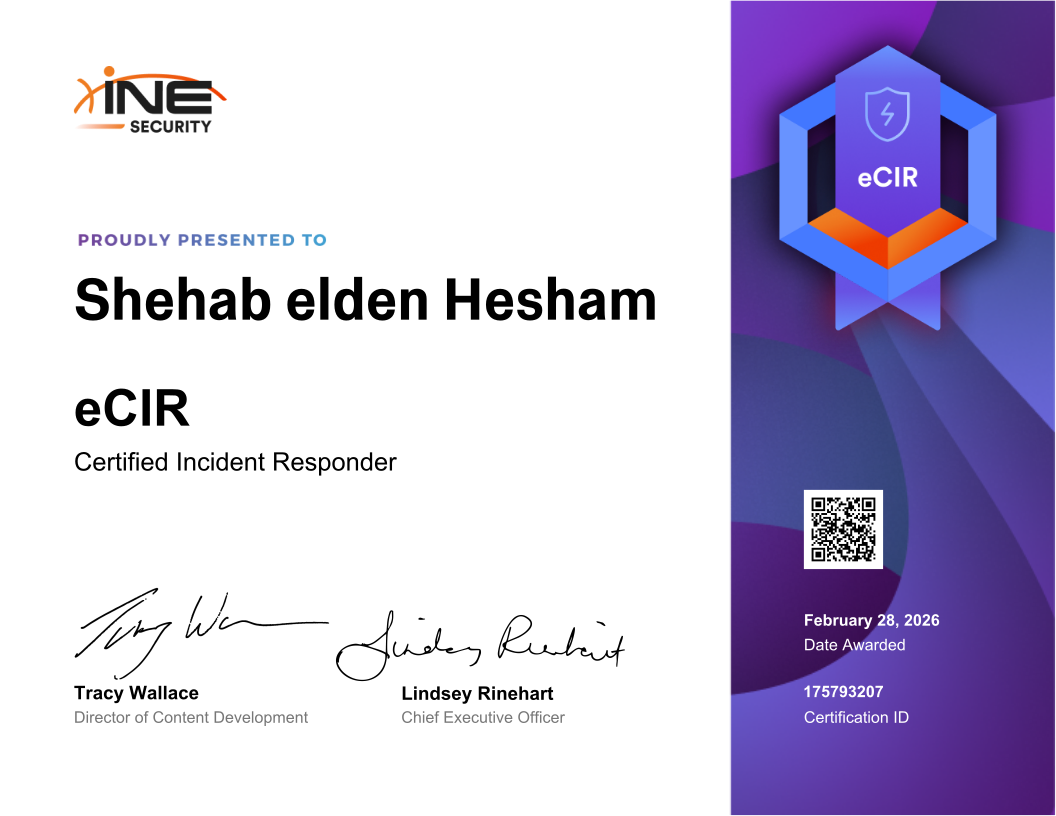 Shehab Elden Hesham — eCIR (Certified Incident Responder)