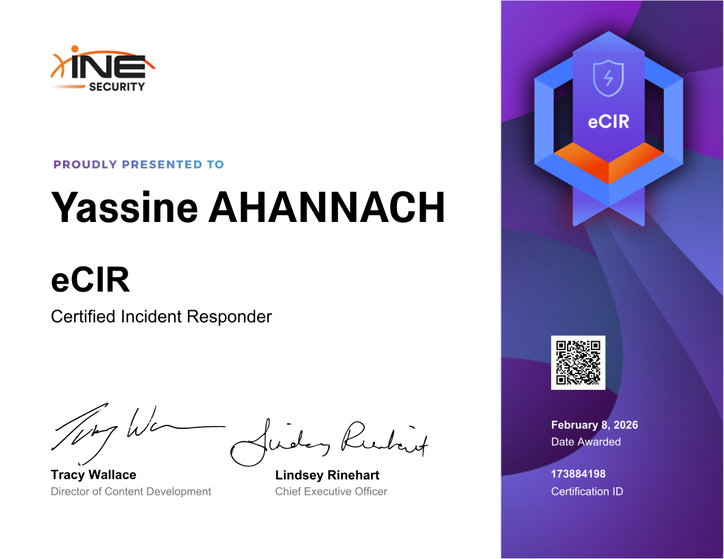 Yassine Ahannach — eCIR (Certified Incident Responder)