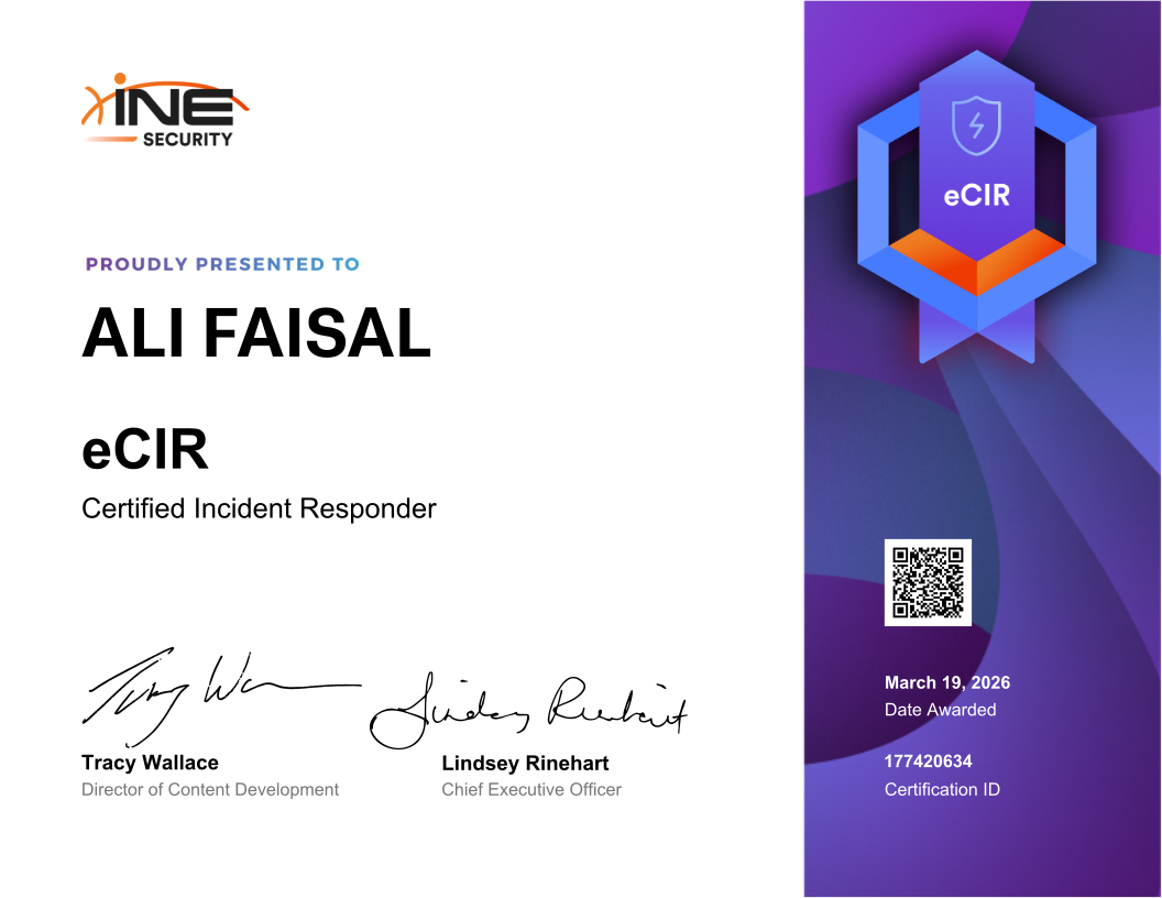 Ali Faisal — eCIR (Certified Incident Responder)
