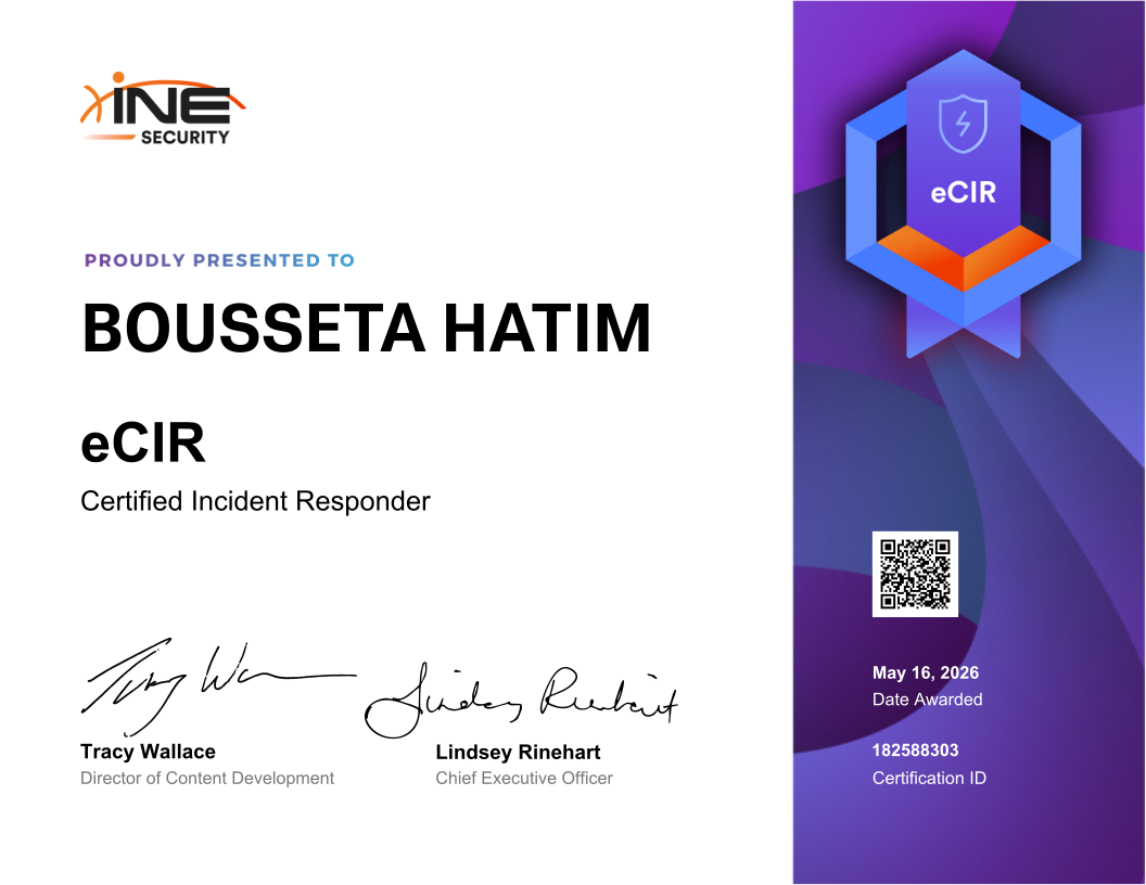 Bousseta Hatim — eCIR (Certified Incident Responder)