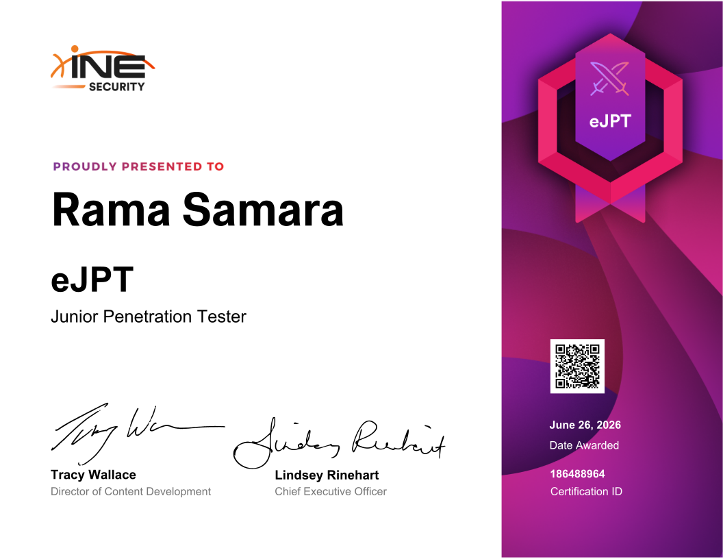 Rama Samara — eJPT (Junior Penetration Tester)