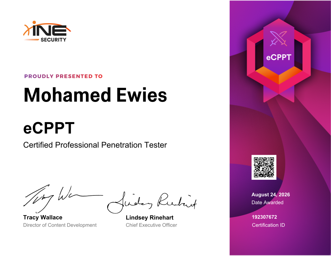 Mohamed Ewies — eCPPT (Certified Professional Penetration Tester)