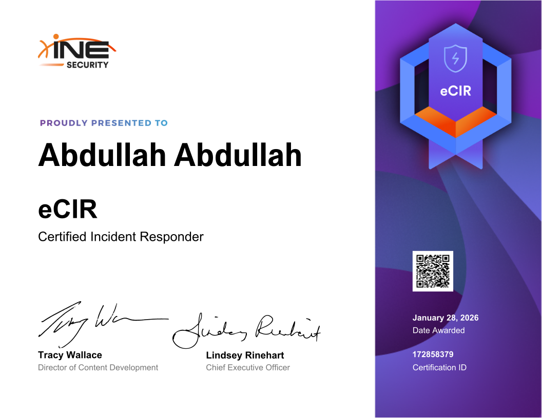 Abdullah Abdullah — eCIR (Certified Incident Responder)