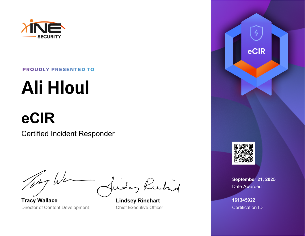 Ali Hloul — eCIR (Certified Incident Responder)