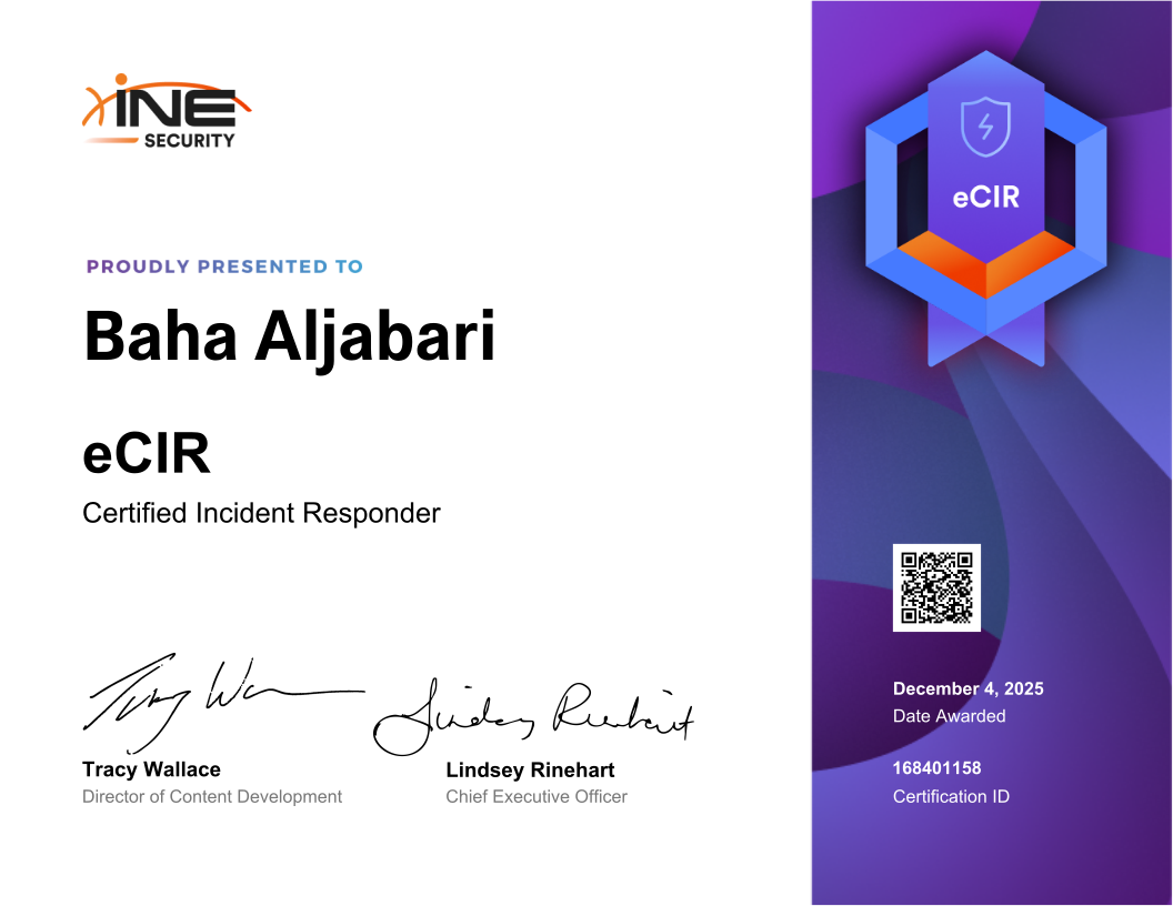 بهاء الدين الجعبري — eCIR (Certified Incident Responder)