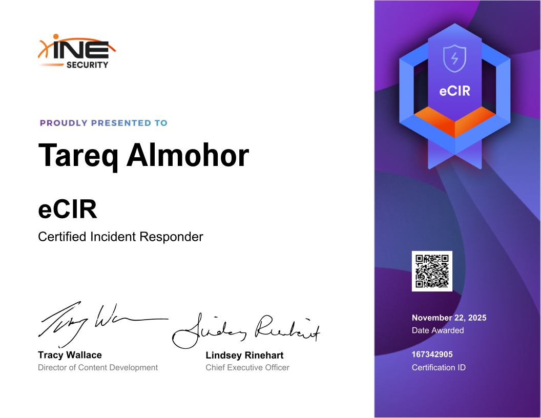 طارق محمد المهر — eCIR (Certified Incident Responder)