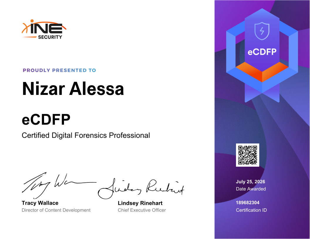 نزار عدنان العيسى — eCDFP (Certified Digital Forensics Professional)