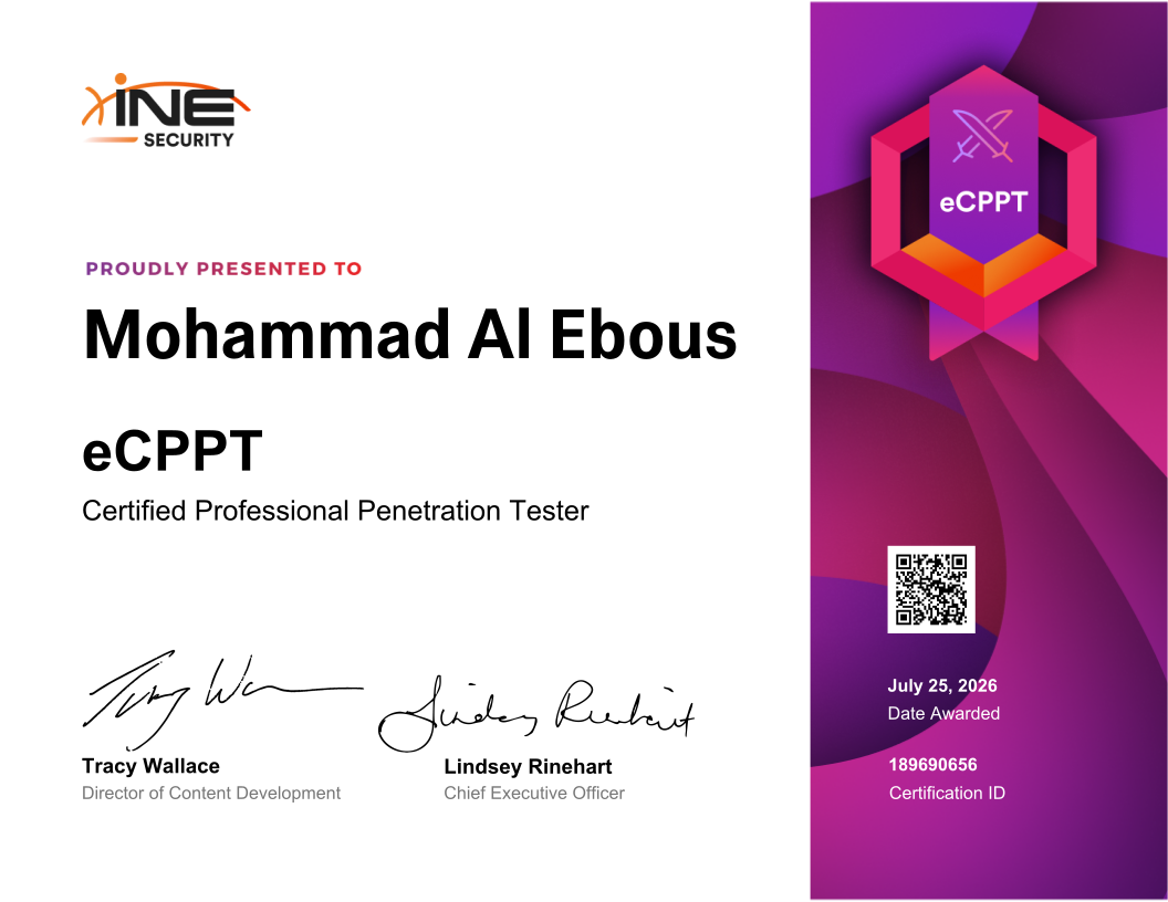 محمد خالد العبوس — eCPPT (Certified Professional Penetration Tester)