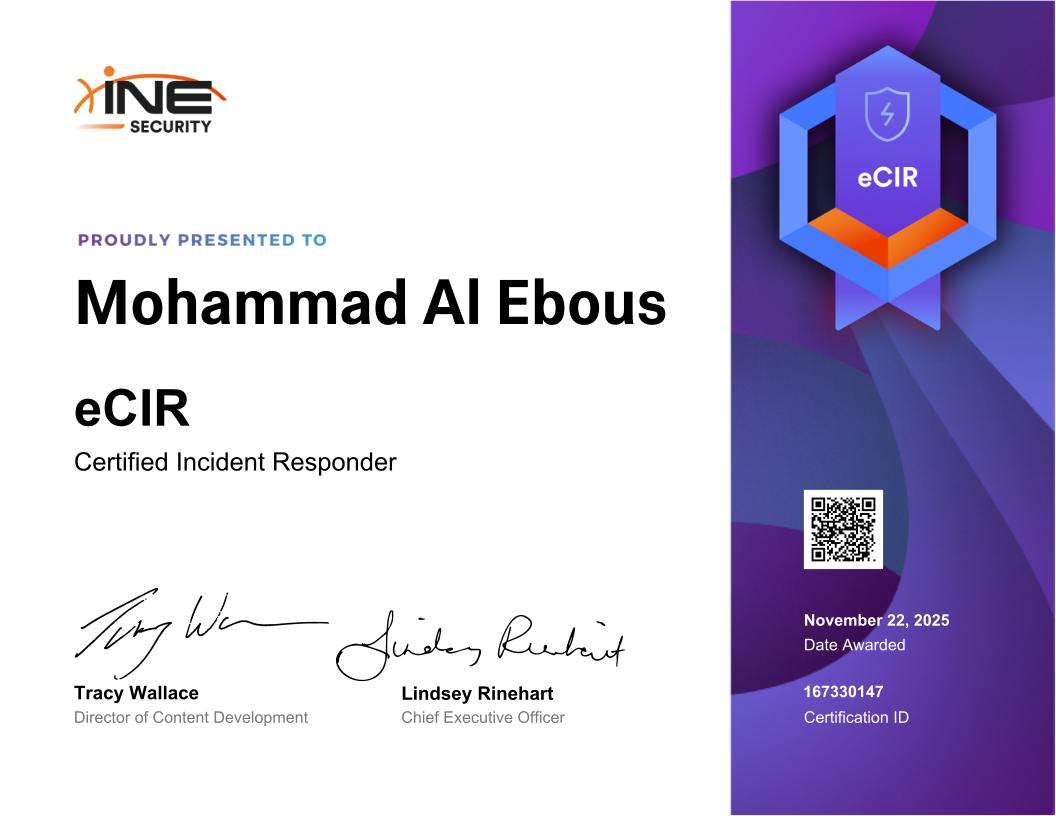 محمد خالد العبوس — eCIR (Certified Incident Responder)