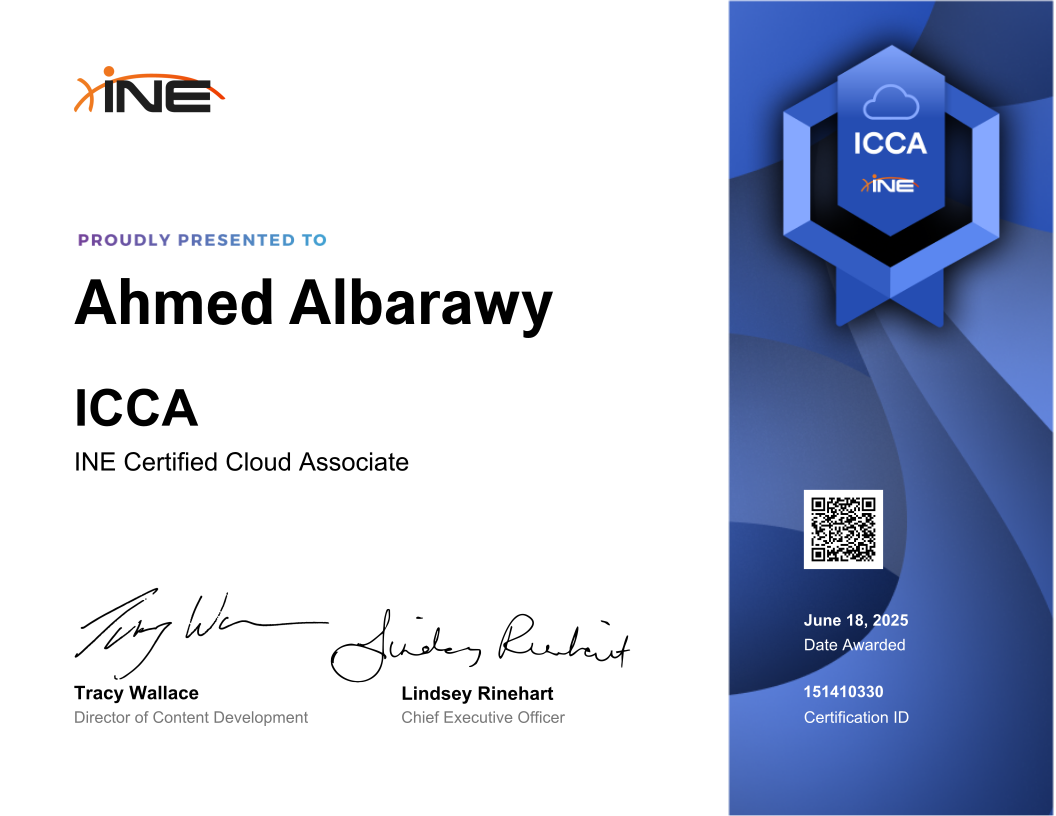 Ahmed Albarawy — ICCA (INE Certified Cloud Associate)