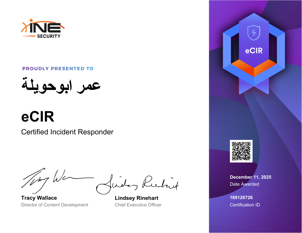عمر سامر ابوحويلة — eCIR (Certified Incident Responder)