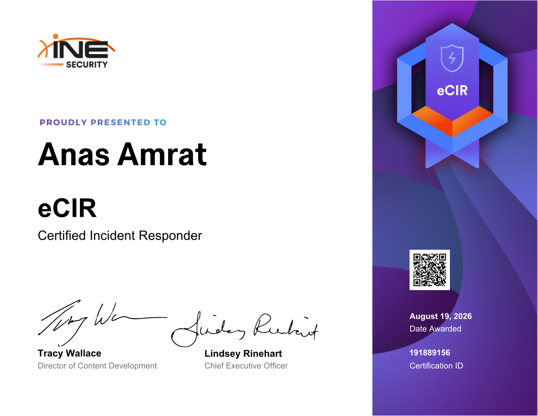 Anas Amrat — eCIR (Certified Incident Responder)