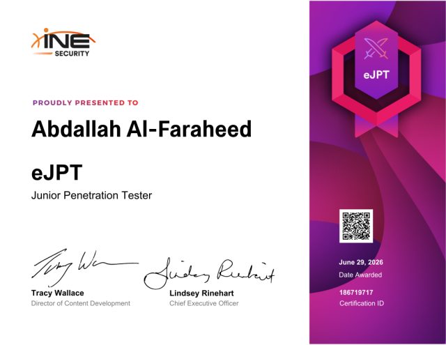 Abdallah Al-Faraheed — eJPT
