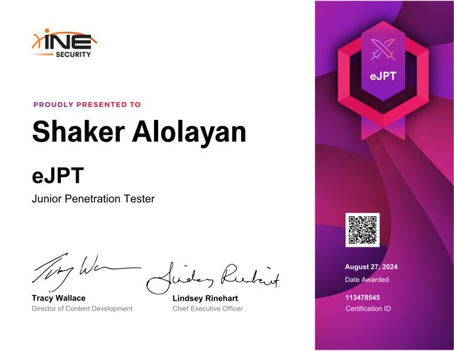 Shaker Alolayan — eJPT