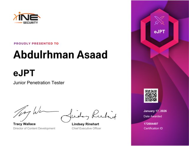 Abdulrhman Asaad — eJPT