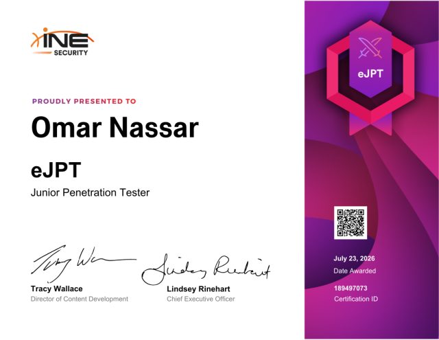 عمر يحيى حياتي نصار — eJPT